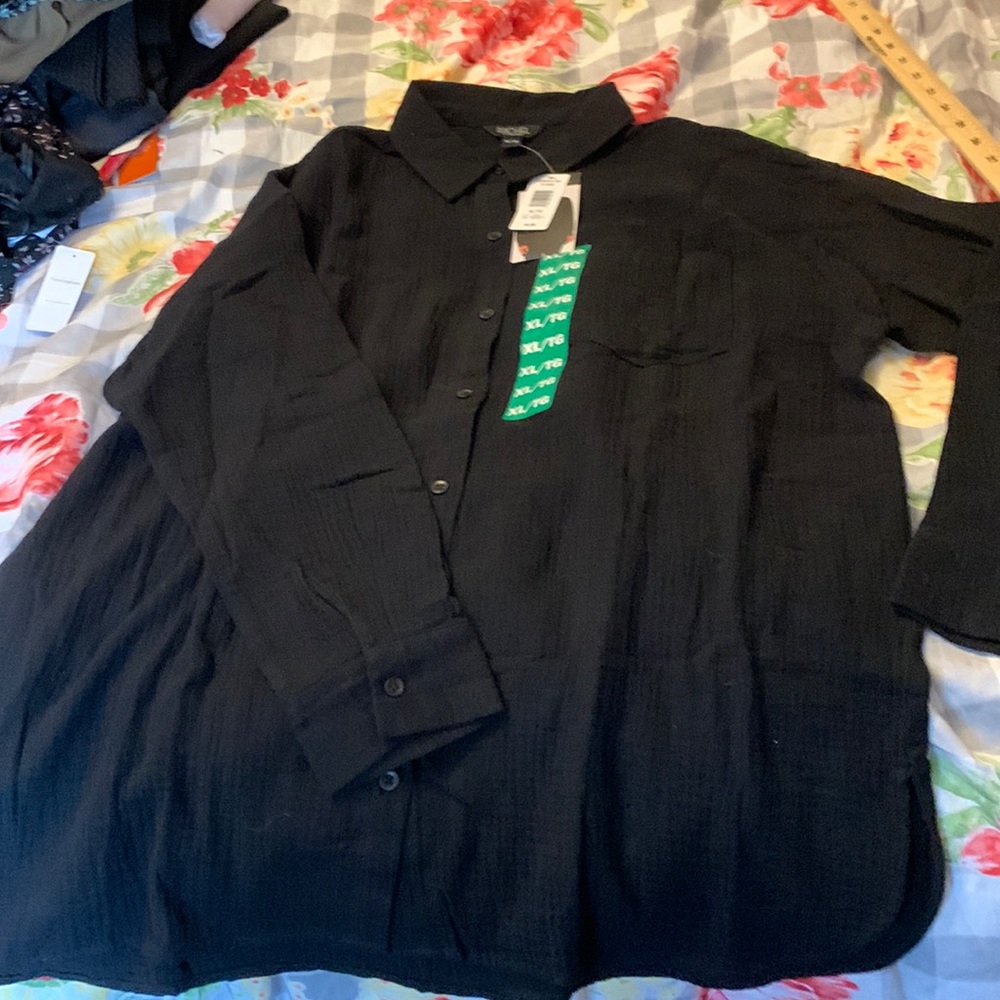 Black Cotton gauzy blouse